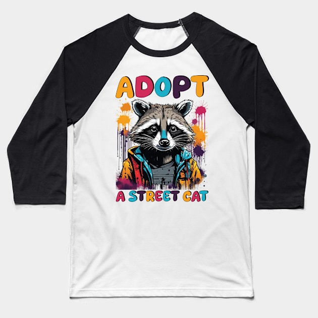 Adopt A Street Cat Baseball T-Shirt by mdr design